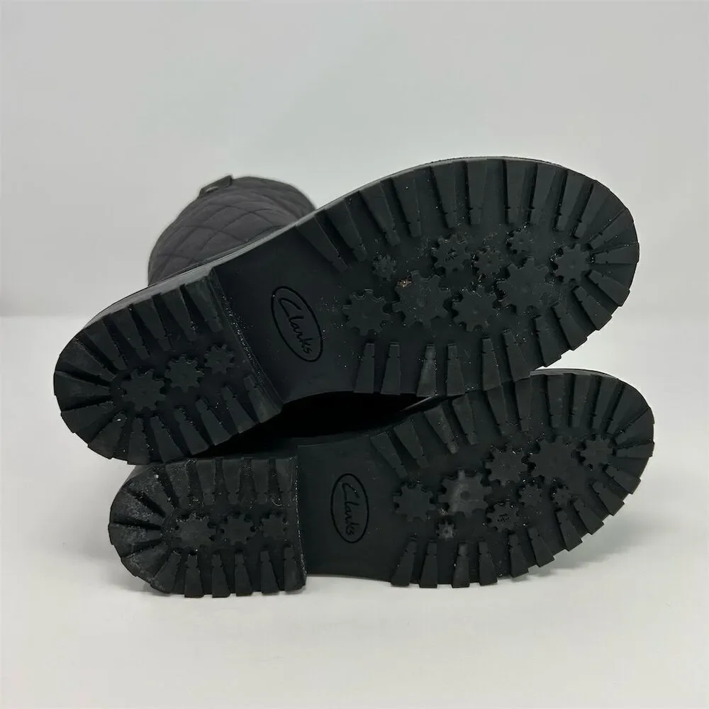 Clarks Boys or Girls Quilted Waterproof Snow Boots Black Size 2 Winter Casual